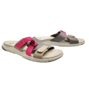 Earth Origins Vara Sport Slide Sandals Pink Gray Tan Slip-Ons Women's Size 10